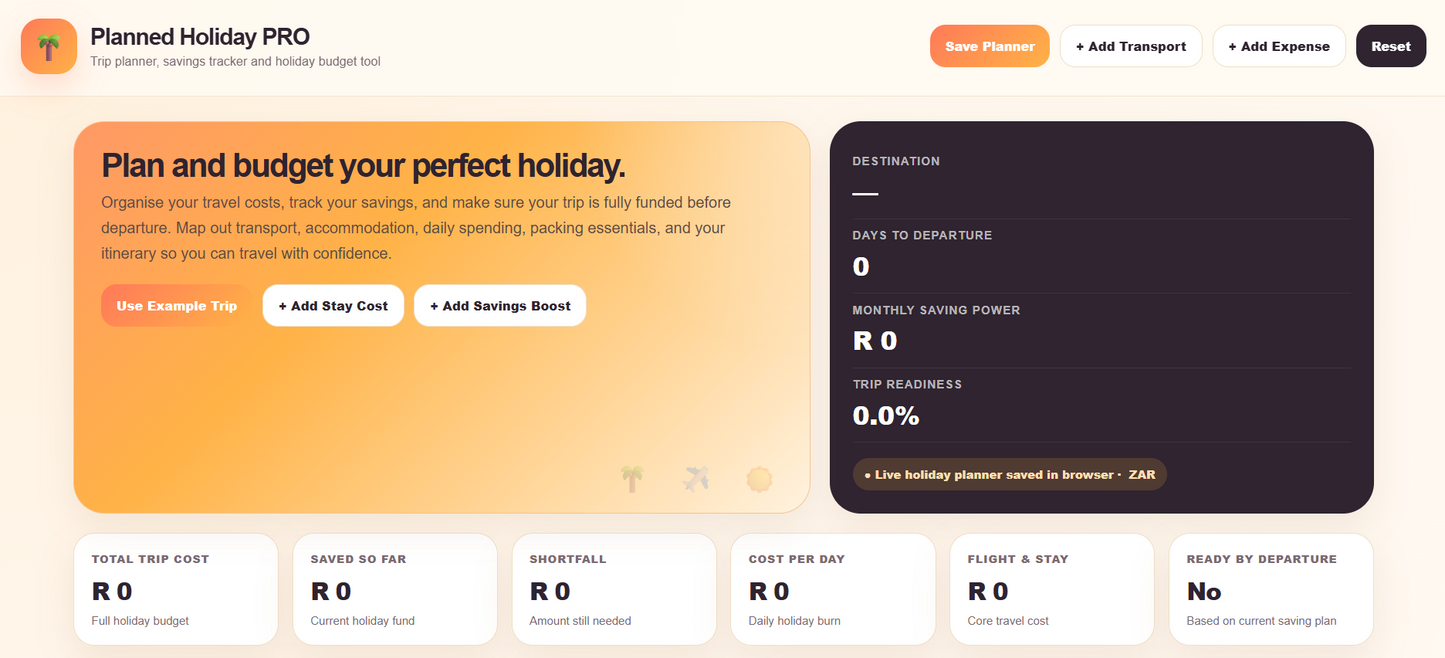 Holiday Planner PRO - Plan your dream trip and stay on budget